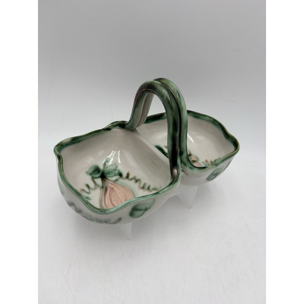 John B Taylor Louisville Pottery Double Dish Basket Fruit Grapes Pear USA